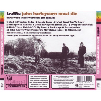 Traffic Cd John Barleycorn Must Die